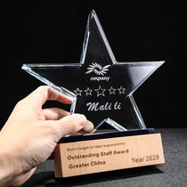 New wooden trophy Crystal custom custom medals Creative five-pointed star game music basketball football annual meeting memorial