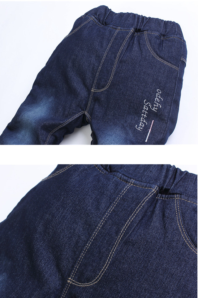 Cô gái cộng với quần nhung dày denim mùa đông trẻ em quần ấm trẻ em Mặc quần dài trẻ em cotton dài thủy triều cửa hàng quần áo trẻ em