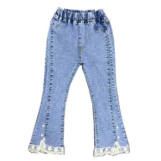 童装女童牛仔裤春秋新款中大童休闲儿童洋气宝宝修身女童喇叭裤子