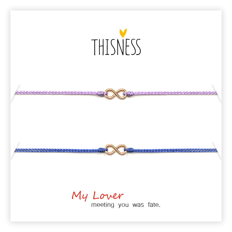 Thisness Couple Album 14K Gold-Plated Infinity Symbol Two-Piece Couple Bracelet Best Friend Bracelet Candy Ornament