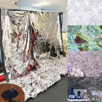 ins mirror tin foil background fabric Silver mirror paper reflective fabric Photography photo background props 1 5 meters wide