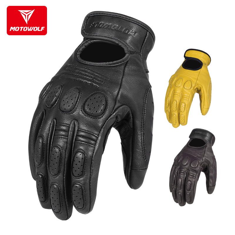 Modowolf Locomotive Riding Gloves Khale Retro Genuine Leather Anti-Fall Breathable Goat Leather Four Seasons Knight Man and Men's Four Seasons