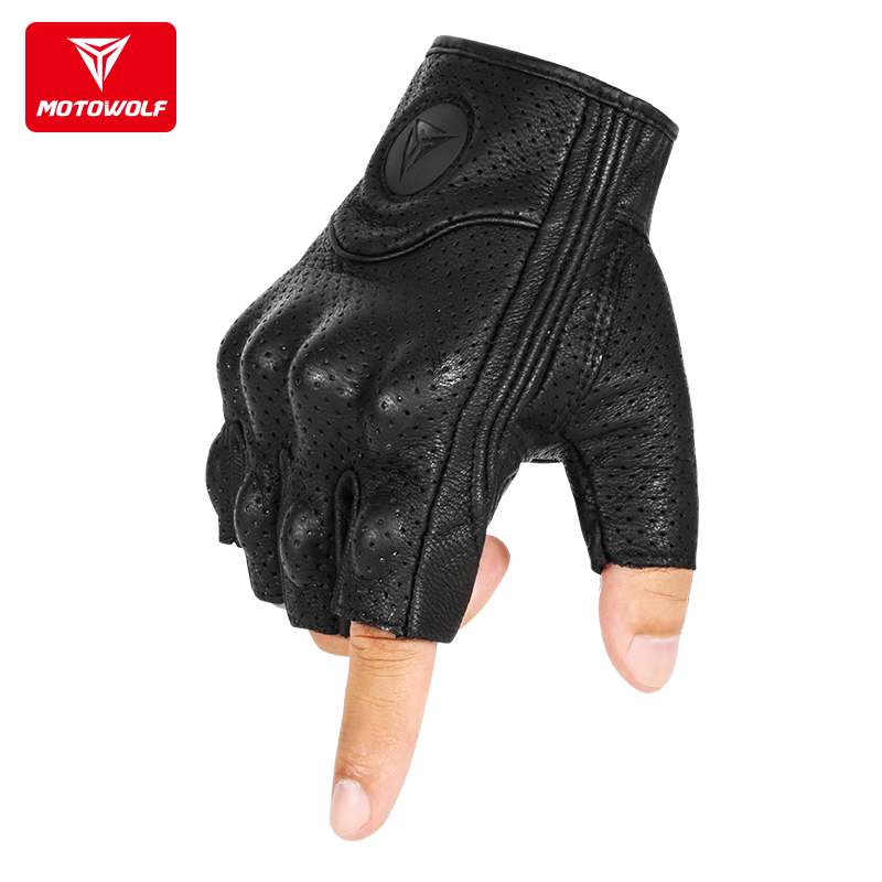 Four seasons motorcycle riding leather gloves Motorcycle retro racing summer knight equipment Full finger half finger sheepskin breathable