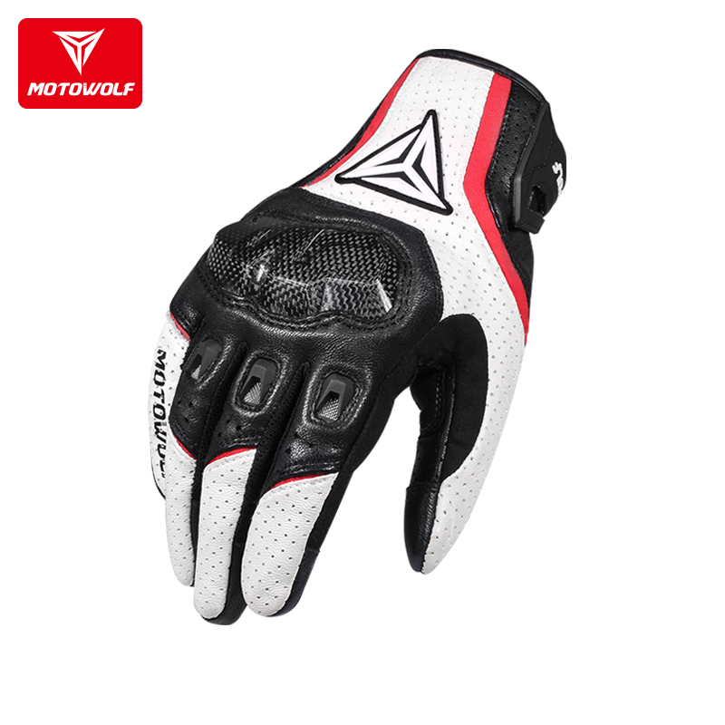 Locomotive Riding Gloves Carbon Fiber Male And Female Spring Rider Racing Locomotive Equipment All Season Windproof Genuine Leather Breathable