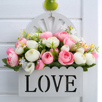 Hanging basket flower arrangement Floral art simulation flower fake flower wall decoration flower basket set living room wall decoration silk flower