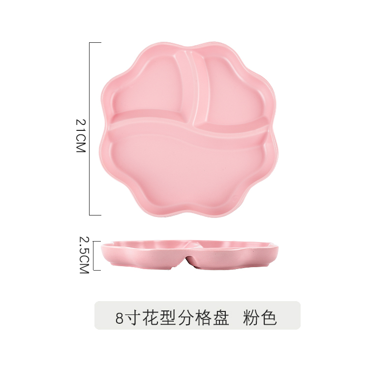 Powder Pattern PlateDiet meal plate ceramics ration Fat reduction Dinner plate children Dinner plate Eat for one Three grid Grid separate Separate meals household