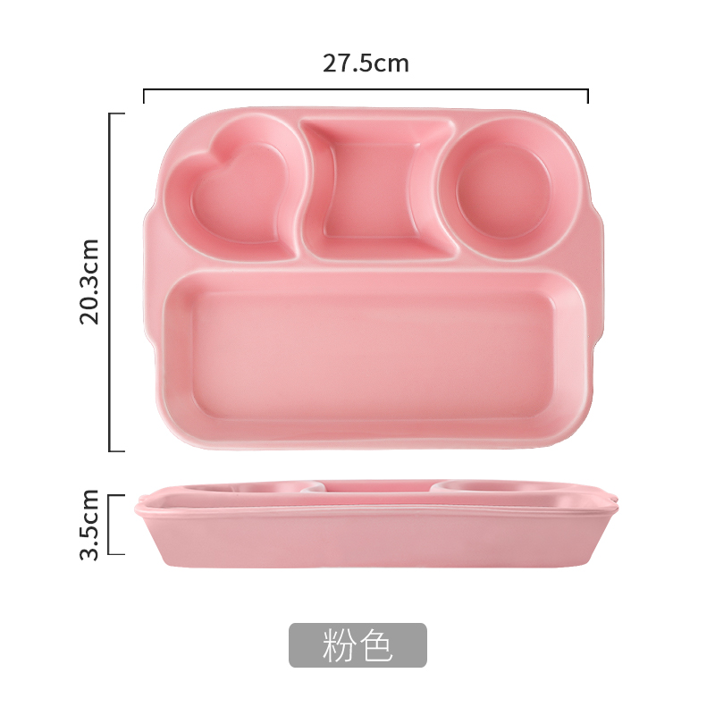 11 Inch Four Grid Plate - PinkDiet meal plate ceramics ration Fat reduction Dinner plate children Dinner plate Eat for one Three grid Grid separate Separate meals household