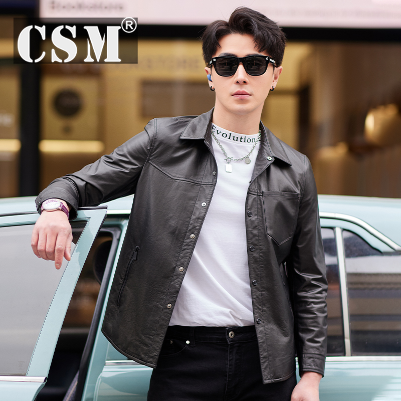 Haining First-Layer Ultra-Thin Sheepskin Leather Jacket for Men, Genuine Leather Short Jacket with a Soft Leather Collar, Casual Slim-Fit Business Coat Haining First-Layer Ultra-Thin Sheepskin Leather Jacket for Men, Genuine Leather Short Jacket with a Soft Leather Collar, Casual Slim-Fit Business Coat