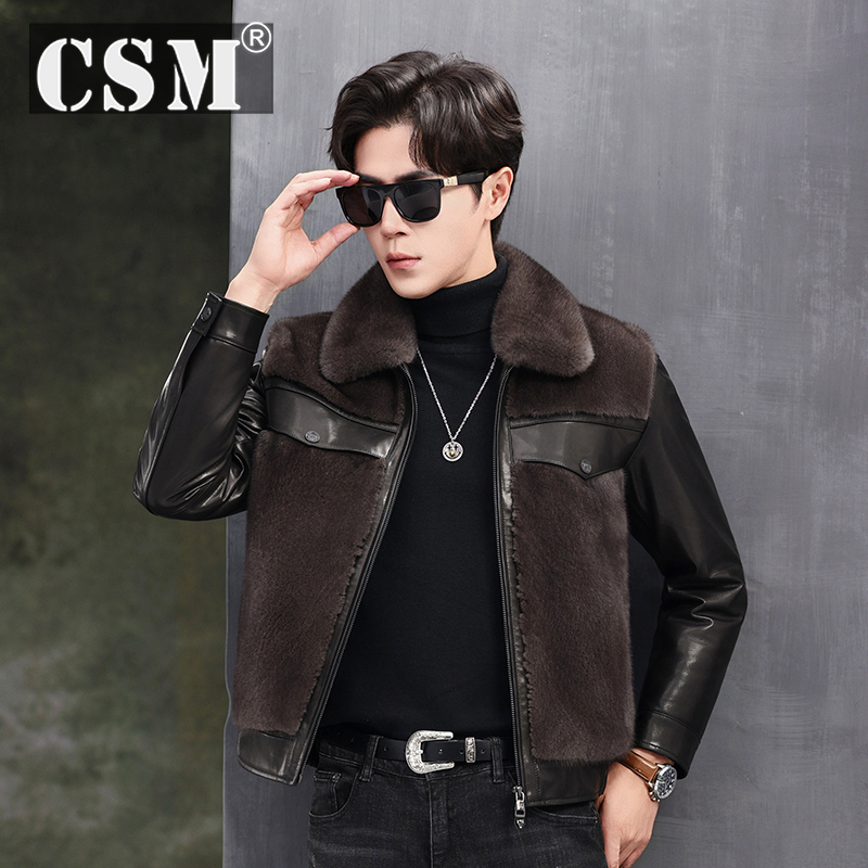 New Men's Mink Fur Coat, First-Layer Goatskin Jacket, Genuine Leather Clothing, Full Mink Fur Integrated down Jacket