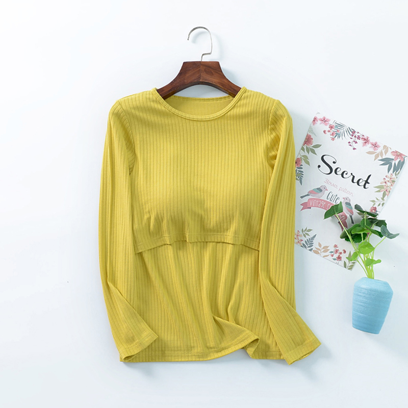Autumn and Winter Modal Pull-Up Maternity Clothes, Nursing Clothes, Postpartum Breastfeeding Clothes, Solid Color Loungewear, Pajama Tops