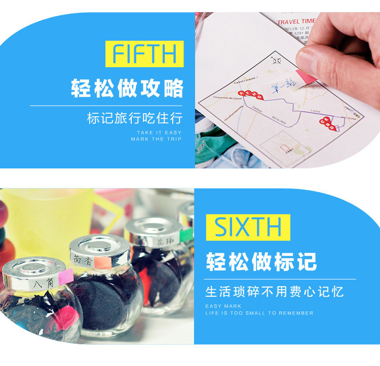 3M标签索引贴抽取式签名指示标签可粘贴彩色书签荧光标记贴n次贴