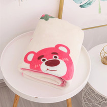Cartoon Strawberry Bear Flannel Blanket Office Nap Blanket Cover Blanket Lunch Break Coral Fleece Blanket Sheet Summer