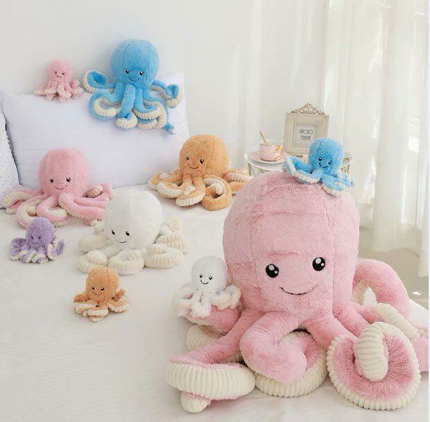 Soft cute hair and furry stuffed with fur suede toy 8-claw fish doll paparazzi children sleeping with pillows gift woman-Taobao