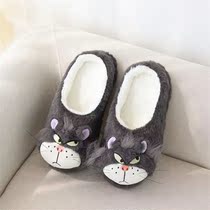 Cartoon cotton slippers female autumn and winter cute Lucifer plush bag with slippers home warm and non-slip in the home