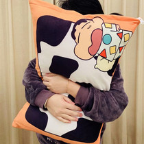 Cute wax pen small new small sunflower plush pillowcase cartoon ice silk double-sided printed pillow headgear with core single student summer