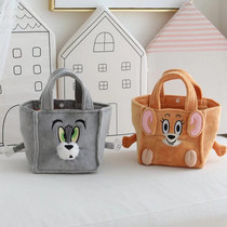 Cartoon cute cat hand bag canvas handbag bento bag outing lunch box bag storage bag student lunch bag