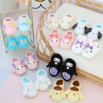 Cartoon cotton slippers female winter cute plush Baotou warm indoor slippers home shoes home non-slip fur shoes