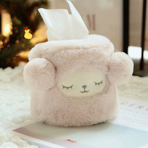 Japanese cartoon plush fabric tissue box set round roll paper tube bedroom creative cute home car drawing paper box