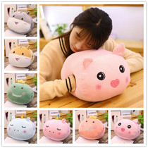 Cute cartoon hamster little pig hand warm treasure woman does not charge double hand plush hand warm cover bag set to send friends gift