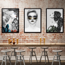 Barber shop decoration beauty salon background wall mural clothing shop bar KTV hair salon creative art hanging painting