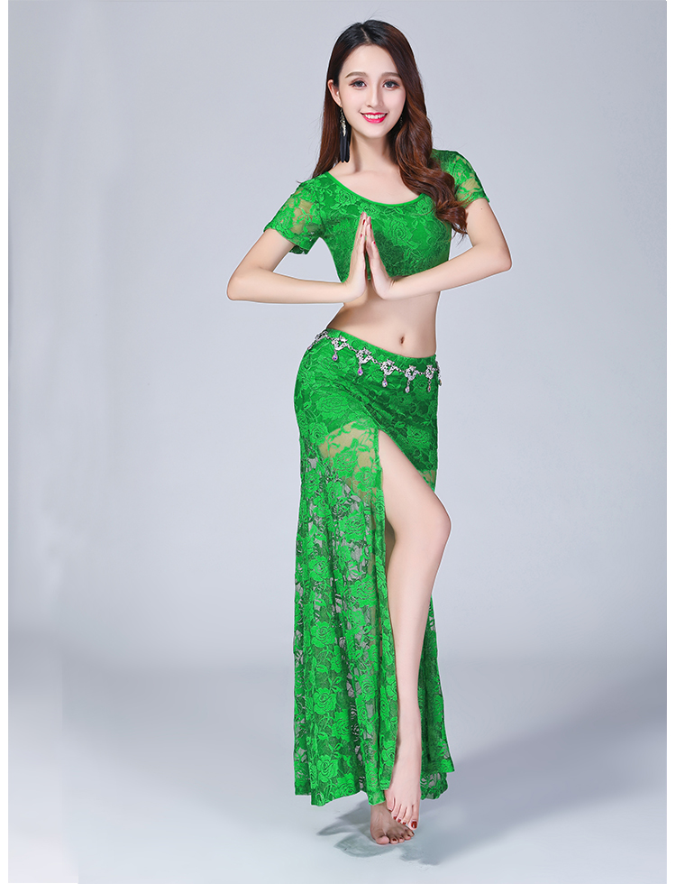 Quần áo tập múa bụng 2018 cho người mới bắt đầu Ấn Độ biểu diễn trang phục múa Ấn Độ phù hợp với váy ren gợi cảm - Khiêu vũ / Thể dục nhịp điệu / Thể dục dụng cụ trang phục khiêu vũ thể thao