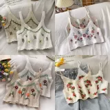 Летняя короткая майка, базовый жилет, с вышивкой, для маленькой груди, по фигуре, свободный крой