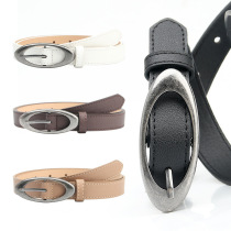 New oval antique alloy buckle belt for women fashionable personalized casual all-match jeans decorative belt