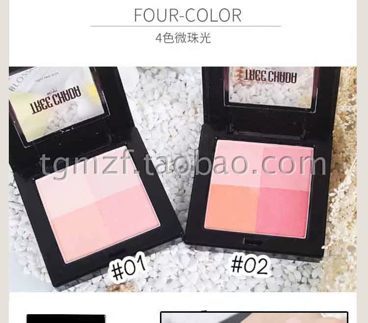 Thái Lan TREECHADA 4 màu lưới nướng phấn má hồng TR rouge trang điểm nude tự nhiên kéo dài màu cam phấn ngọc trai cao má hồng mac peaches