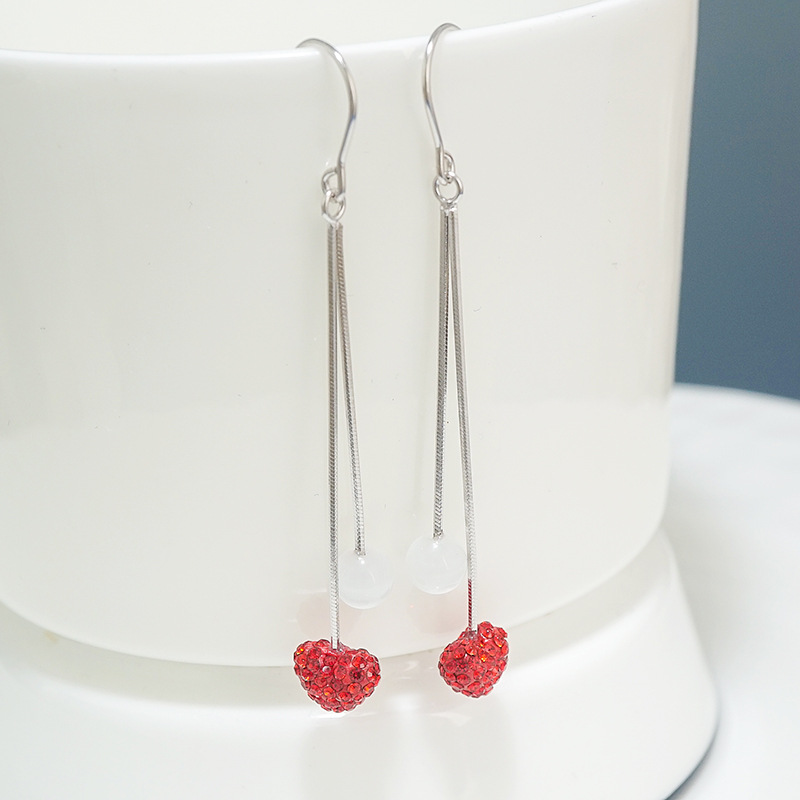 The new tide ear ring 2021 new tide ear - chain fashion temperament cat eyestone ear fall with long - plate ear tip