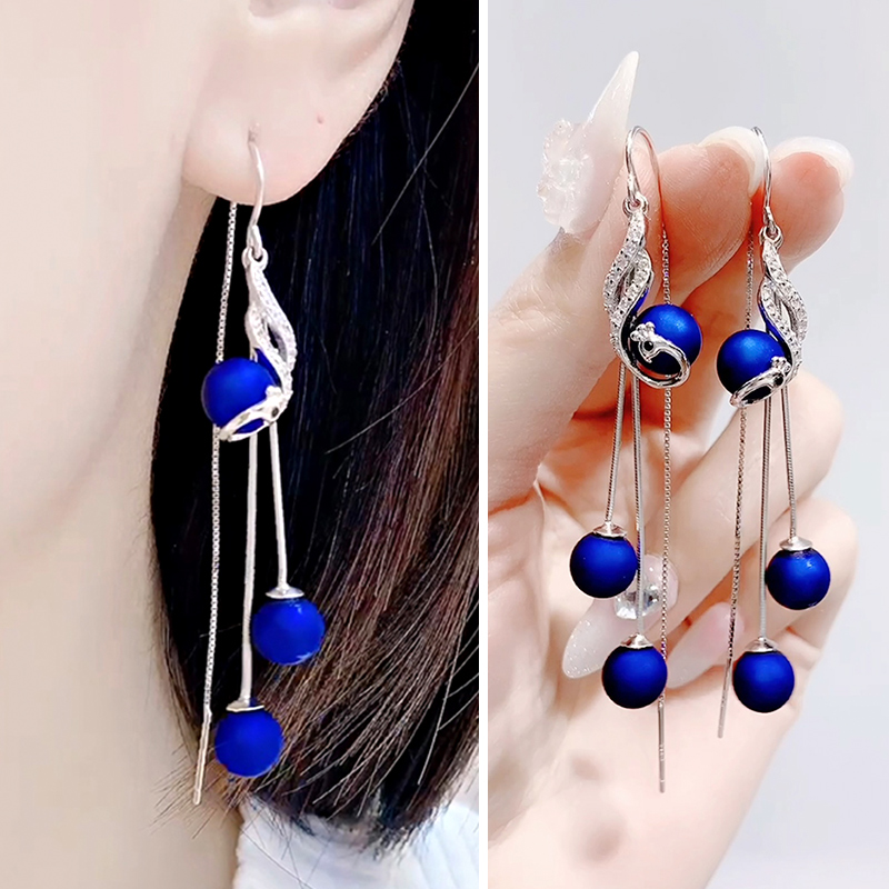 Stream Sos Earrings 2022 New Tide Korea Nets Red Temperament Phoenix Earrings With Long Version Temperament Anti-Lose Pure Silver Ear Necklace