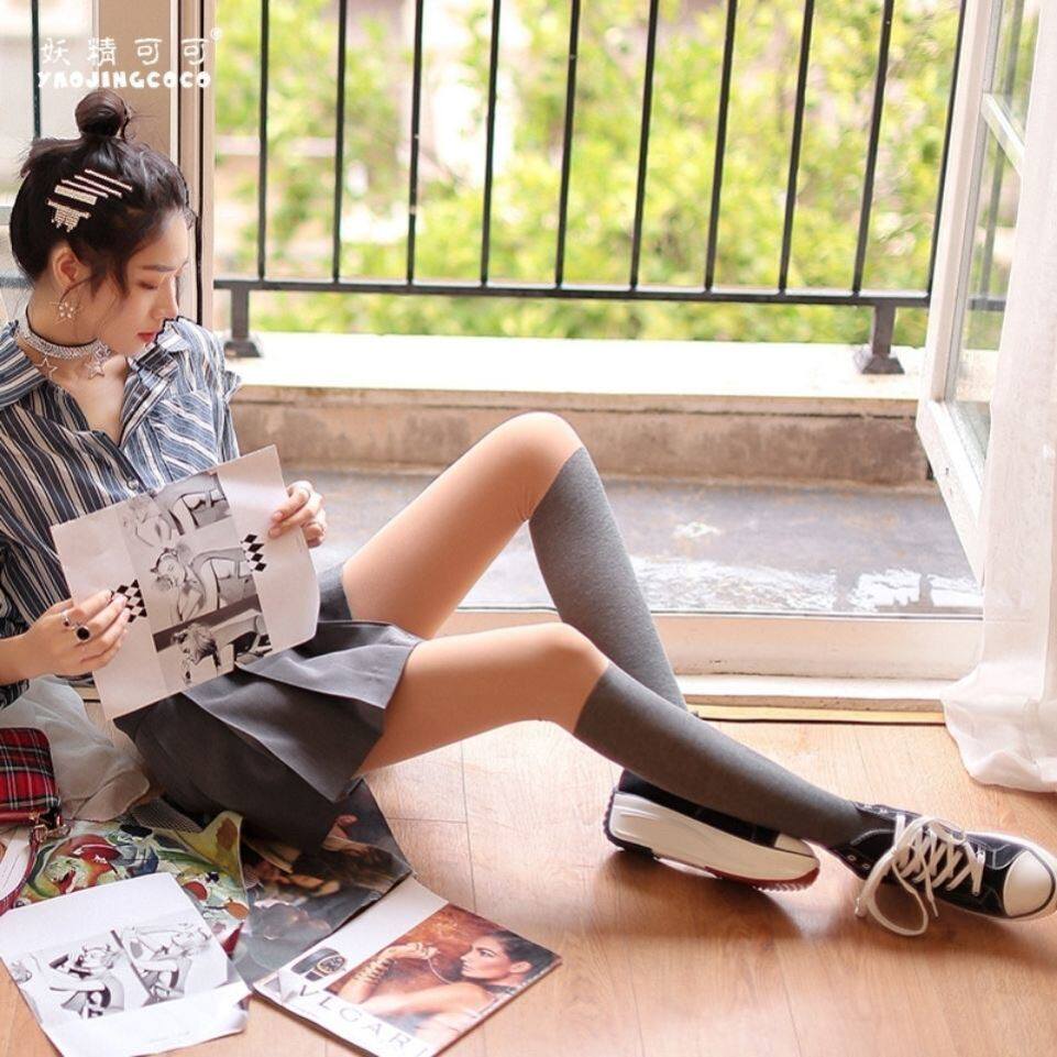 Leprechaun coco light legs pile socks beautiful legs artifact bottoming stockings spring and autumn thin section splicing candy color trendy style