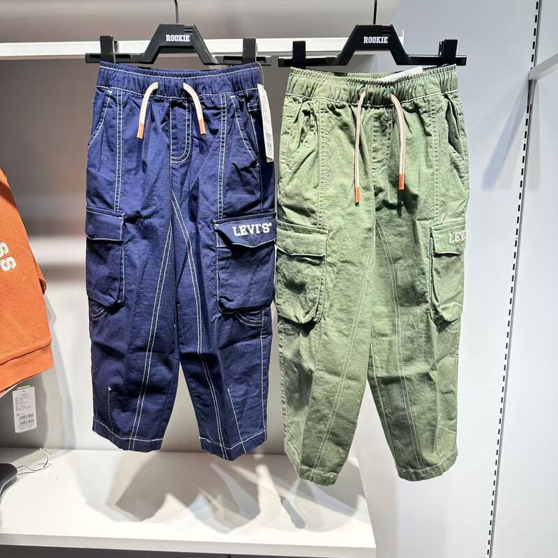 Levi's Children's Blue Workwear-Style Multi-Pocket Pants Unisex Loose Casual Pants Lv2612053
