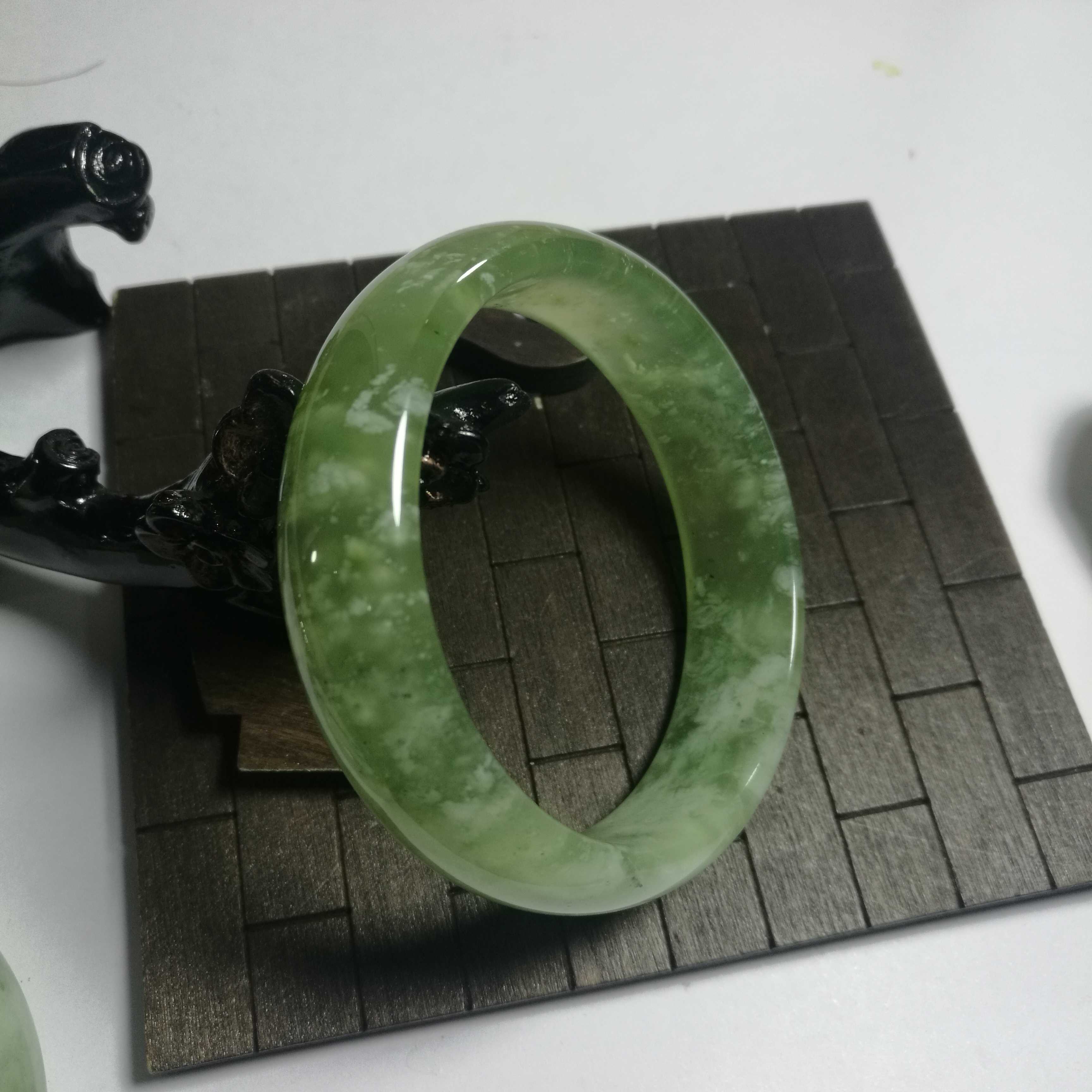 Natural jade bracelet Natural Xiuyu bracelet Xiuyan jade bracelet bracelet green jade 180 material bracelet A goods