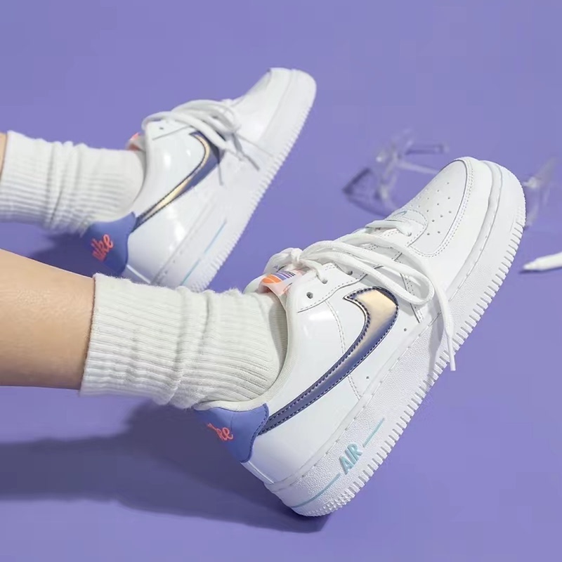 Nike Air Force 1 Af1 Air Force One Women's White and Blue Gradient Hook Low-Top Sneakers Dc8188-100
