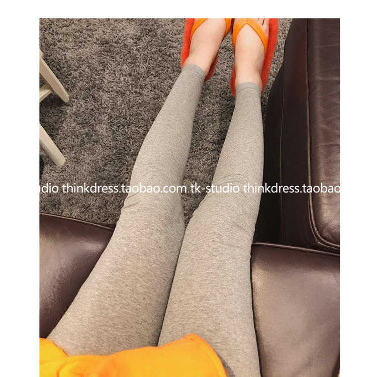 2018 thu đông mới co giãn bó sát skinny nhẹ màu xám quần legging cạp cao nữ mặc hoang dã chân chín quần quần ống rộng nữ