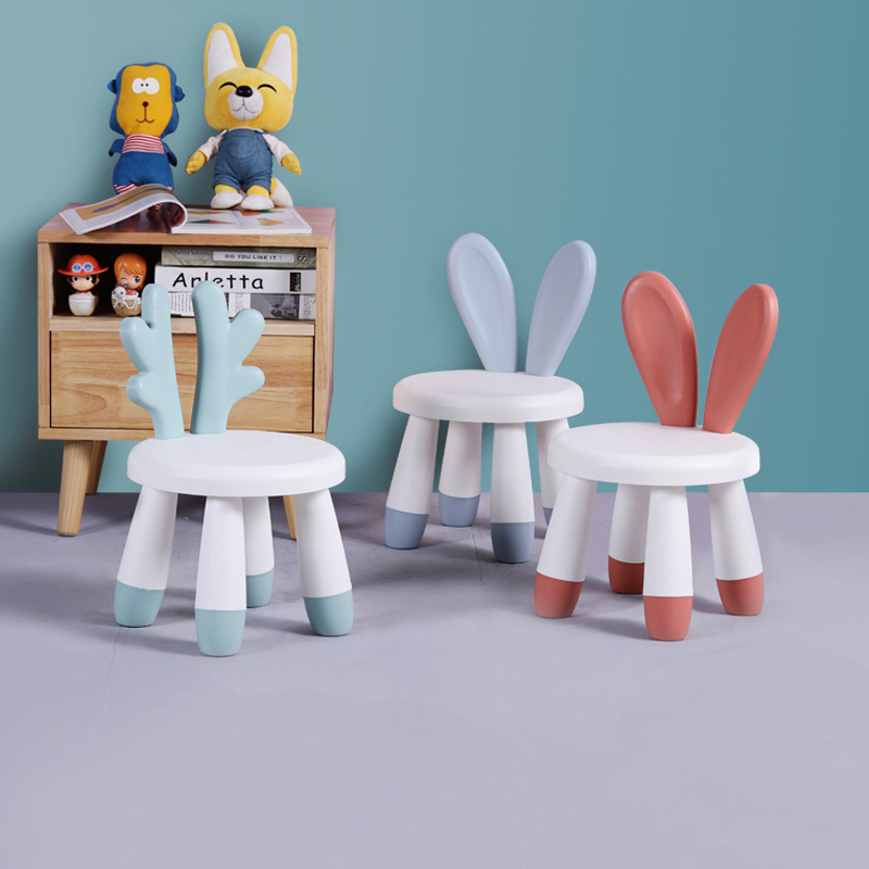 Children's small chair baby cute cartoon small bench home Nordic small stool low stool baby back chair plastic
