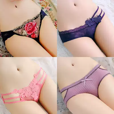 Sexual confusion passion underwear feminine lace ice silk seamless large size underwear transparent summer low waist transparent briefs