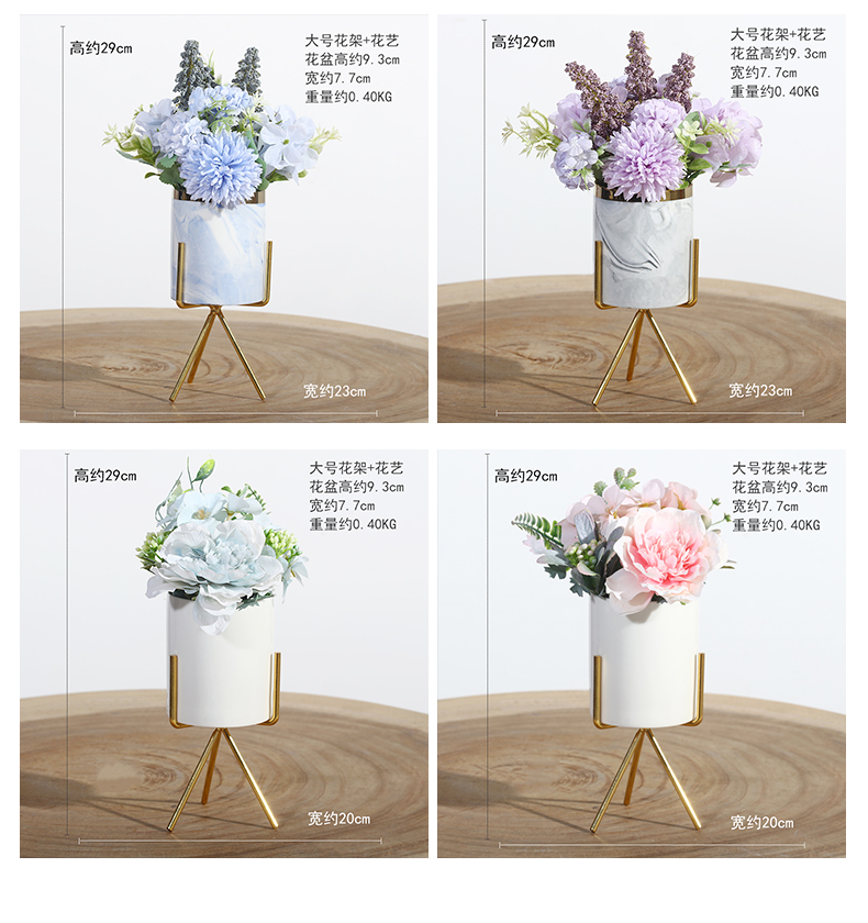 Nordic household dried flowers, artificial flowers, simulation flower bouquets of sitting room place ceramic flower pot small potted.net red flower art decoration