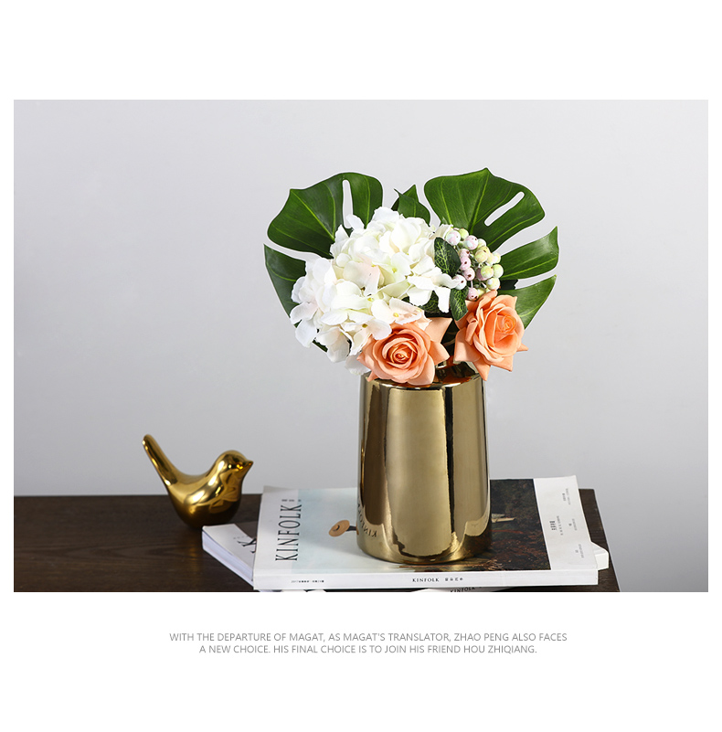 Light key-2 luxury table flower northern wind aureate ceramic vase furnishing articles flower arranging contracted sitting room of modern household soft adornment