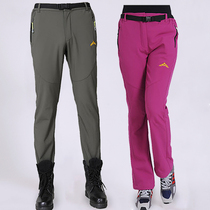 Northeast soft shell charge pants men and women winter outdoor windproof pants mountaineering ski fleece thickened Anti-splashing water to keep warm