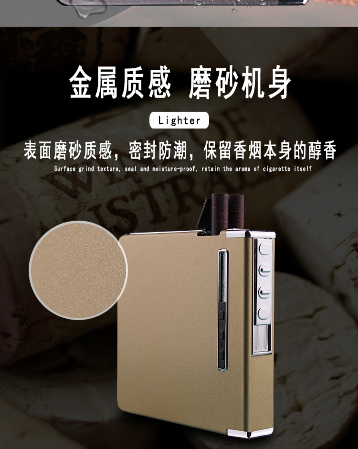 Hộp đựng thuốc lá 20 Gói Thuốc lá cầm tay tự động Sạc nhẹ hơn Một kim loại Slim Tính cách sáng tạo Nam - Bật lửa bật lửa đẹp độc lạ