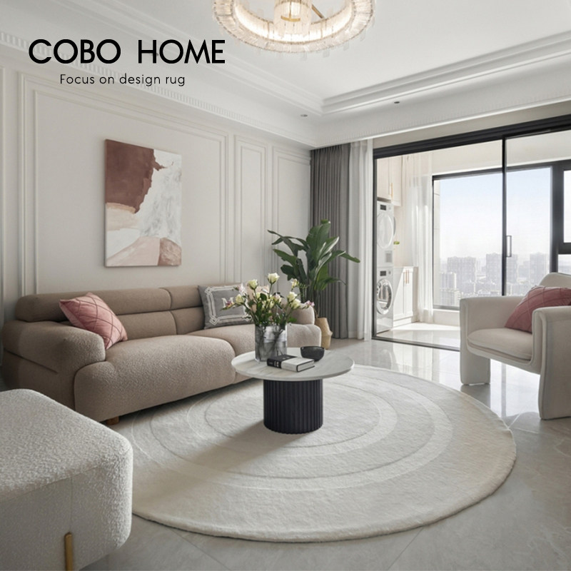 Nordic Light Lavish Pure Color Round Home Handmade Custom Imported Wool Rice White Carpet Living-room Bedroom Bedside Blanket