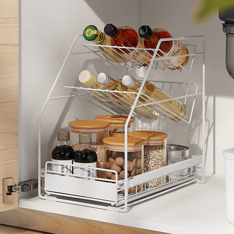 Round Ben Kitchen Shelve Shelf-Free Rust-proof Seasonings Shelf Stratified Bathroom Overall Cupboard Drawer-type Contained Shelf Day Style