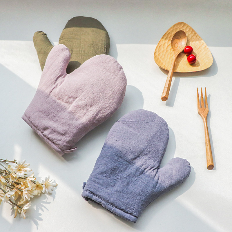 Nordic wind thermal insulation gloves Anti-heat and burn-proof microwave oven gloves High temperature resistant kitchen baking Home oven gloves