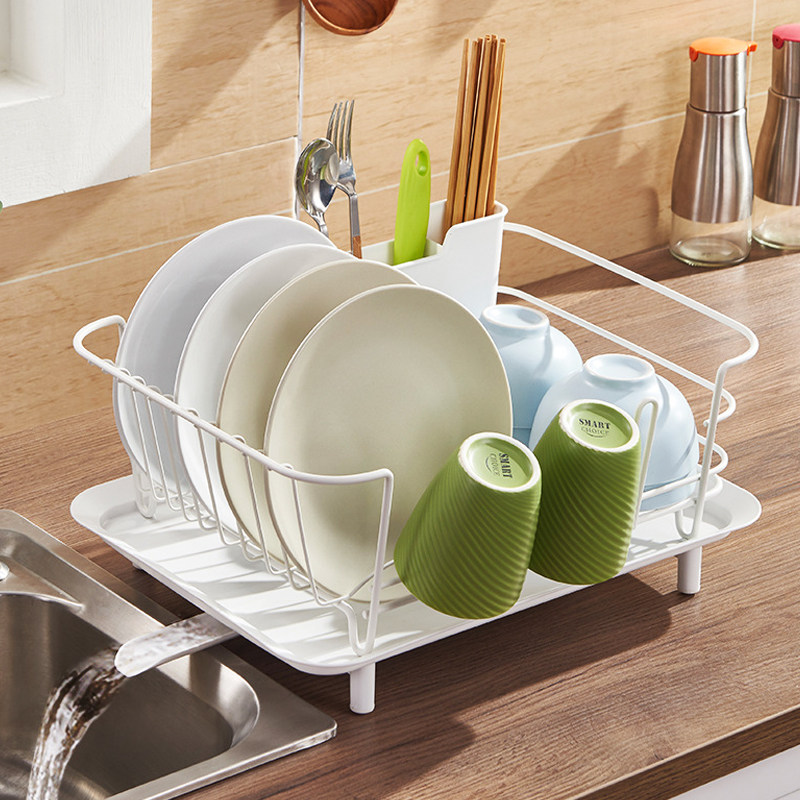 Round this kitchen rack drain rack double-layer multi-function countertop dishes dishes chopsticks tableware storage layer rack with sink