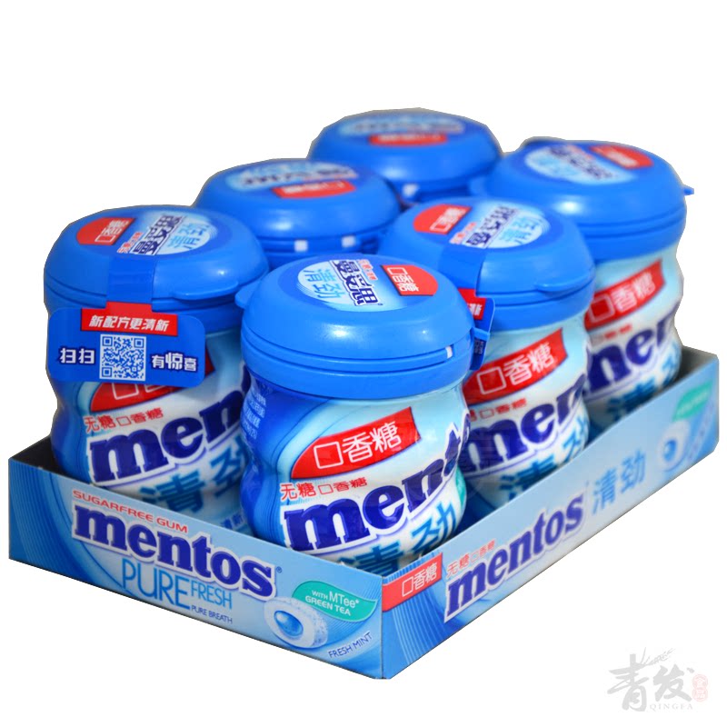 Mantooth clear and fresh mint taste without sugar chewing gum 56g * 6 bottles