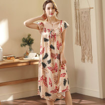 Sleeping Skirt Woman Summer Thin Ice Silk Pyjamas Easy big code Garage pregnant woman 200 catty silk Genuine Silk Harness Sexy Sleeping Dress