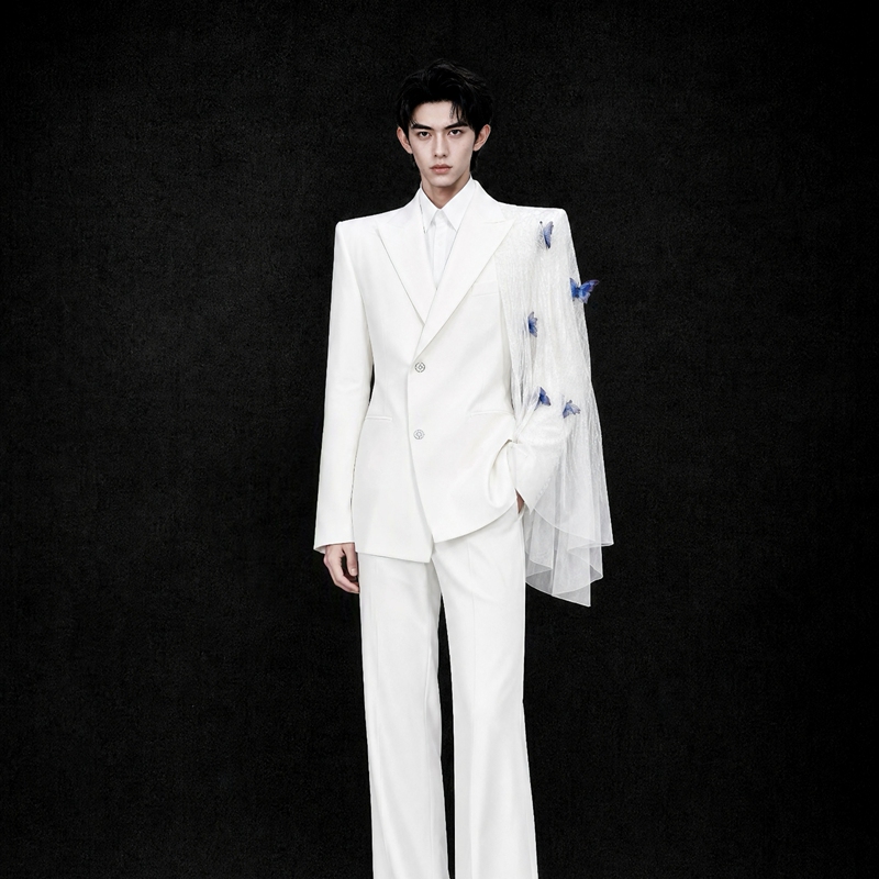 Fredomzone【Cobalt Blue Butterfly Shadow Ii】Wide-Shouldered, Narrow-Waisted Suit with a Celebrity-Inspired Design, Slim-Fit Performance Suit for Men Fredomzone【Cobalt Blue Butterfly Shadow Ii】Wide-Shouldered, Narrow-Waisted Suit with a Celebrity-Inspired Design, Slim-Fit Performance Suit for Men