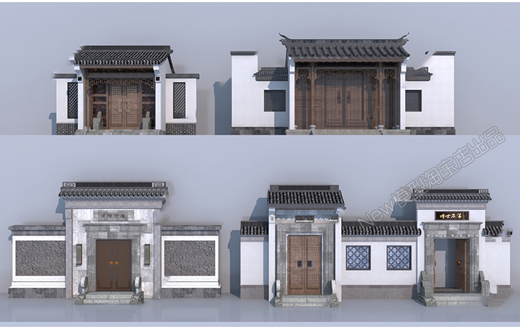 图片[7]-新中式大门别墅居家庭院门院落庭院门头门面入口3D模型库3dmax-cg男孩