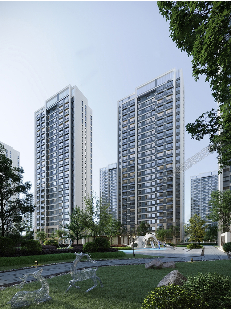 图片[9]-小区高层住宅楼花园室外建筑景观外观鸟瞰公寓日景3D模型库3dmax-cg男孩